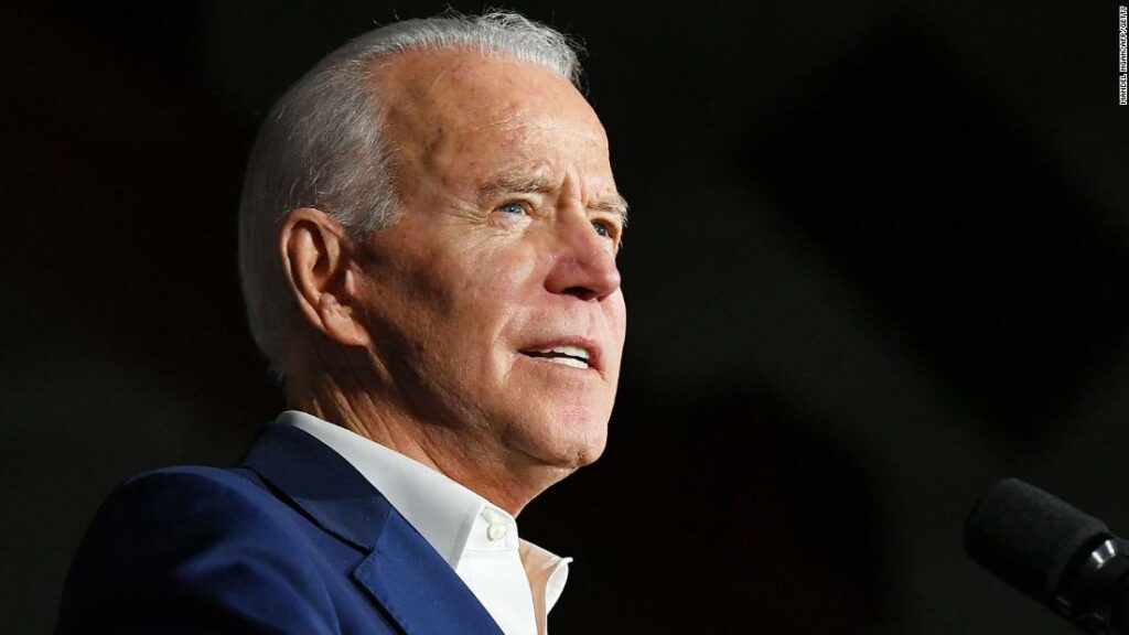 Democratic presidential candidate Joe Biden speaks during a rally at Tougaloo College in Tougaloo, Mississippi on March 8.