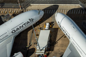 Qantas planes are parked on the tarmac at Sydney Airport on April 22, in Sydney, Australia.