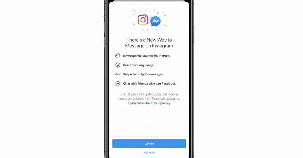 Facebook begins merging Instagram and Messenger chats in new update