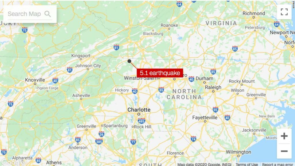 North Carolina earthquake with 5.1-magnitude strikes north of Charlotte at Virginia border