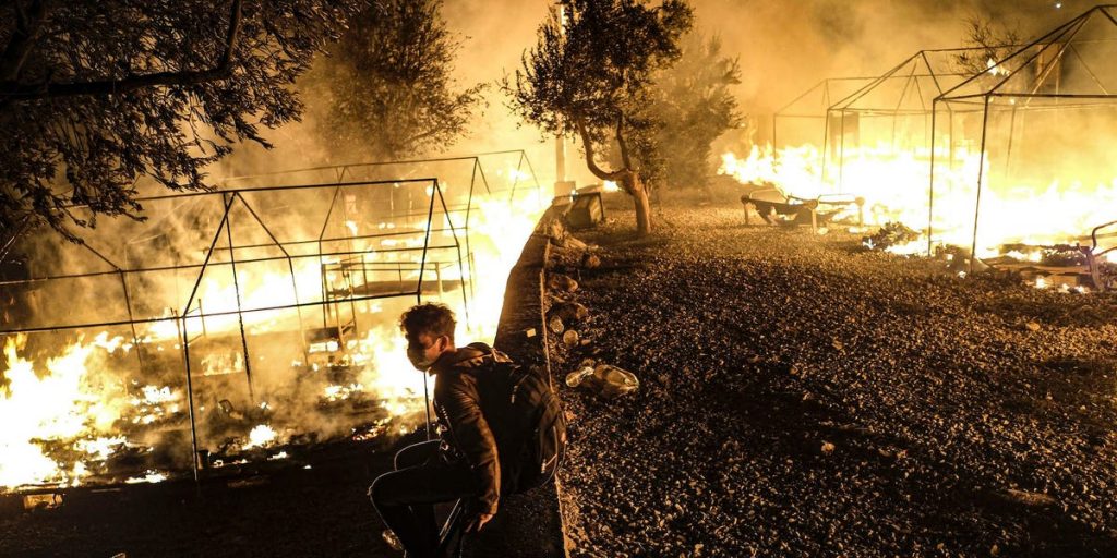 A fire broke out in Moria camp after the shutdown of the ATM machine