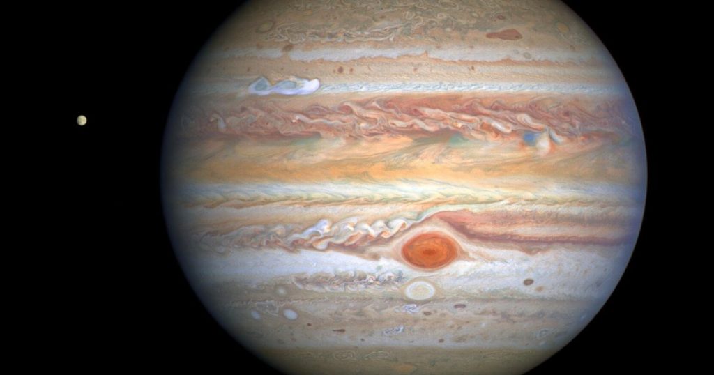 Jupiter's Great Red Spot appears in Hubble's new view of the planet's crazy storms