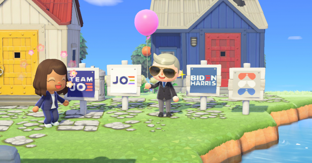 Joe Biden's campaign displays banners for animal crossings