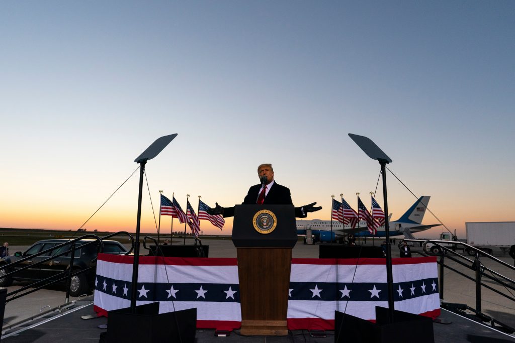 Trump delivers a 22-minute rally speech after large crowds blocked under Covid-19 restrictions in swinging Minnesota