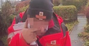 The postman was caught blowing a "snot missile" on the customer's doorstep while delivering mail