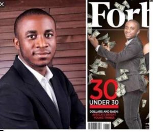 Obinwan OK: Shiny on the cover of Forbes ... then the imprisoned young businessman!  A Nigerian businessman who appeared on the cover of Forbes magazine has been jailed for 10 years