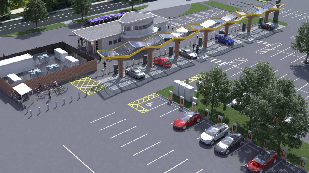 The largest electric vehicle charging center in Europe will be in the UK and will score points from Fastned, EDF Renewables, Tesla and Wenea.