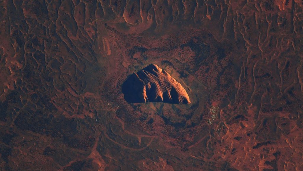 Uluru, formerly Ayers Rock: An Australian landmark from space