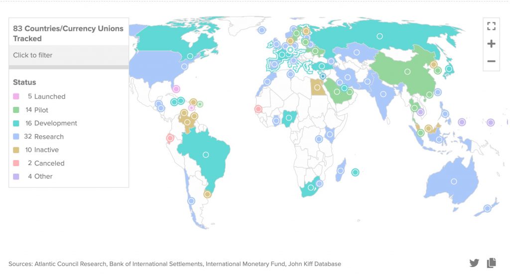 The global cryptocurrency map, designed by the Atlantic Council