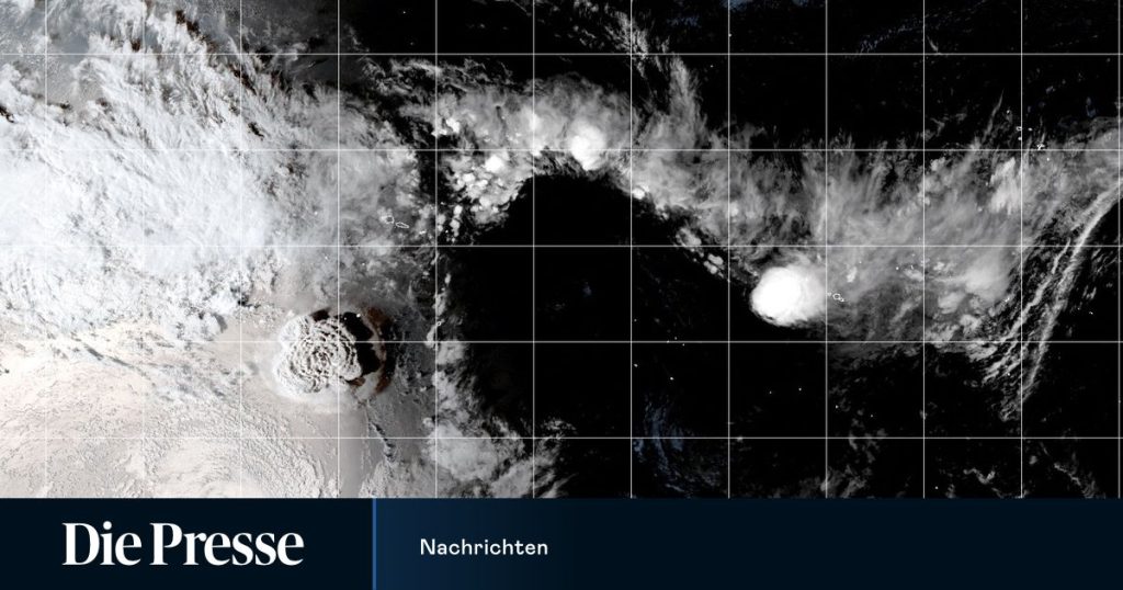 Volcano on the island of Tonga causes a tsunami in the South Pacific