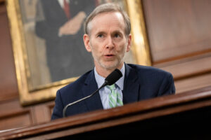 Dr. Tom Inglesby, the director of the Bloomberg School’s Center for Health Security, speaks during a briefing Covid-19 developments on Capitol Hill in Washington, on March 6.