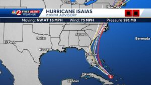 Hurricane Isaias maps, models and paths