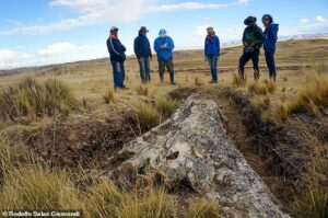 Left to right: Florentino Tunquipa who discovered and excavated the fossil tree on his land