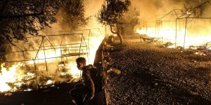 A fire broke out in Moria camp after the shutdown of the ATM machine