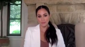 Meghan Markle flaunts her elegance in a white jacket during the video conference from the New Palace