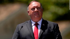 US Secretary of State Mike Pompeo speaks at the Richard Nixon Presidential Library, July 23, 2020, in Yorba Linda, California. (Photo by ASHLEY LANDIS/POOL/AFP via Getty Images)