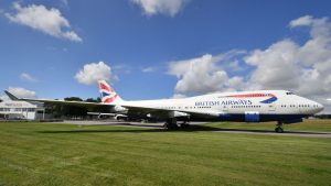 A British Airways Boeing 747 aircraft which first flew on the 18/09/1997, parked with its engines removed at Cotswold Airport, which is the home of Air Salvage international who dismantle end-of-life aircraft. The airline is to retire its fleet of Boeing 747s with immediate effect.