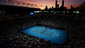 MELBOURNE, AUSTRALIA - JANUARY 27: General view inside Rod Laver Arena during the Men's Singles fourth round match between Nick Kyrgios of Australia and Rafael Nadal of Spain on day eight of the 2020 Australian Open at Melbourne Park on January 27, 2020 in Melbourne, Australia. (Photo by Cameron Spencer/Getty Images)